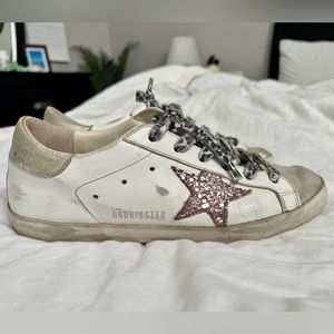 Golden Goose Sneakers Super-Star sneakers with glitter and gold heel tab